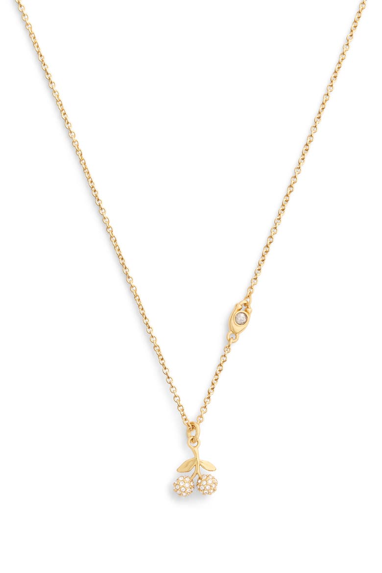 Pavé Cherry Pendant Necklace, Main, color, CRYSTAL/ GOLD