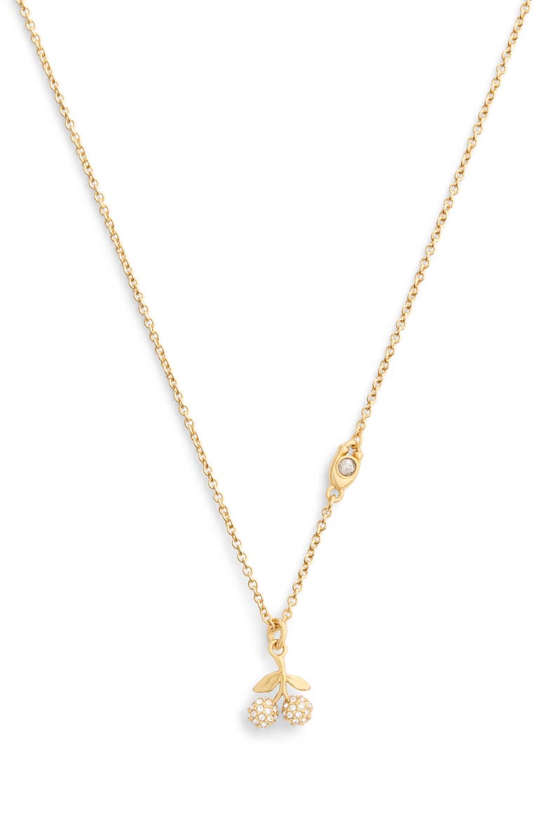 COACH Pavé Cherry Pendant Necklace, Main, color, Crystal/ Gold