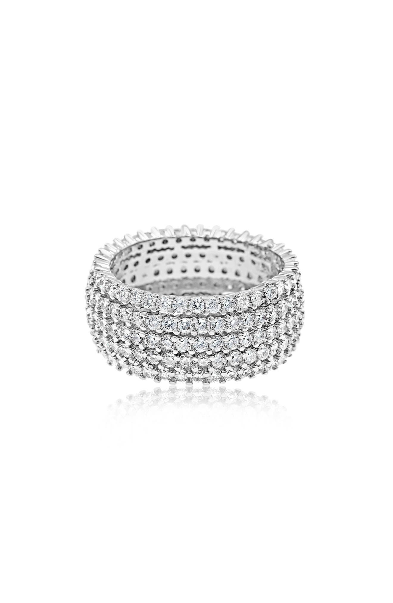 Shymi Pavé Cigar Band Ring In Silver