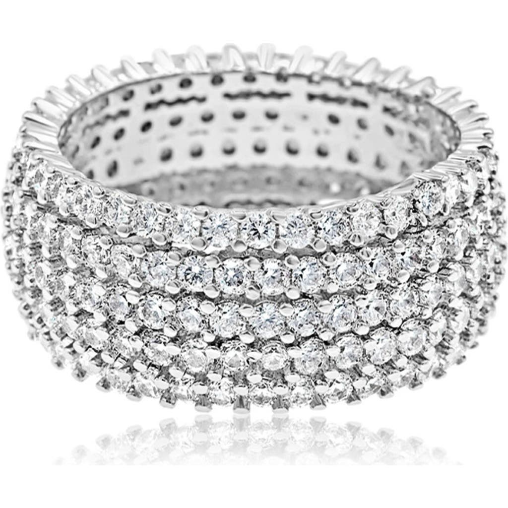 Shymi Pavé Cigar Band Ring In Silver
