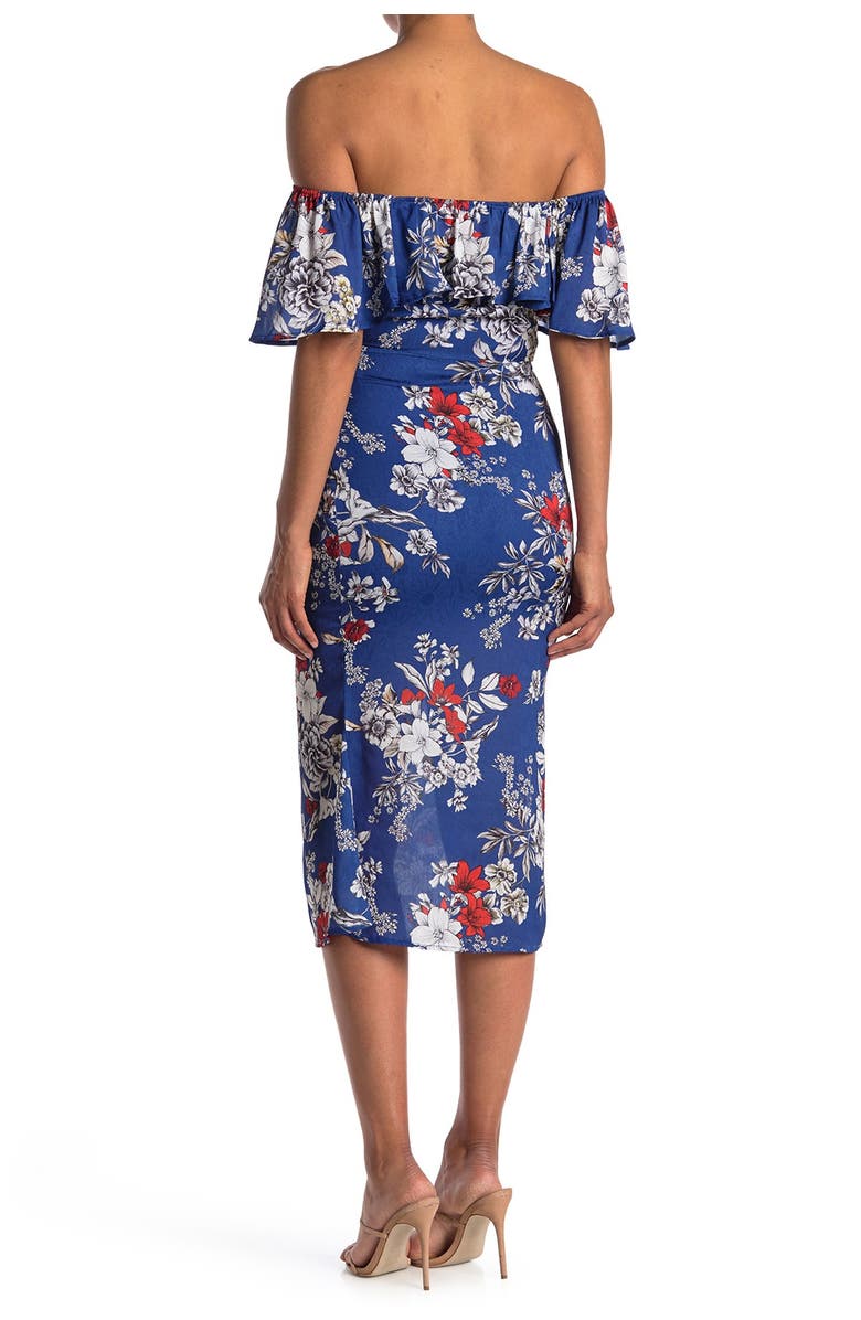 NSR Zoe Ruffled Square Neck Midi Dress, Alternate, color, 