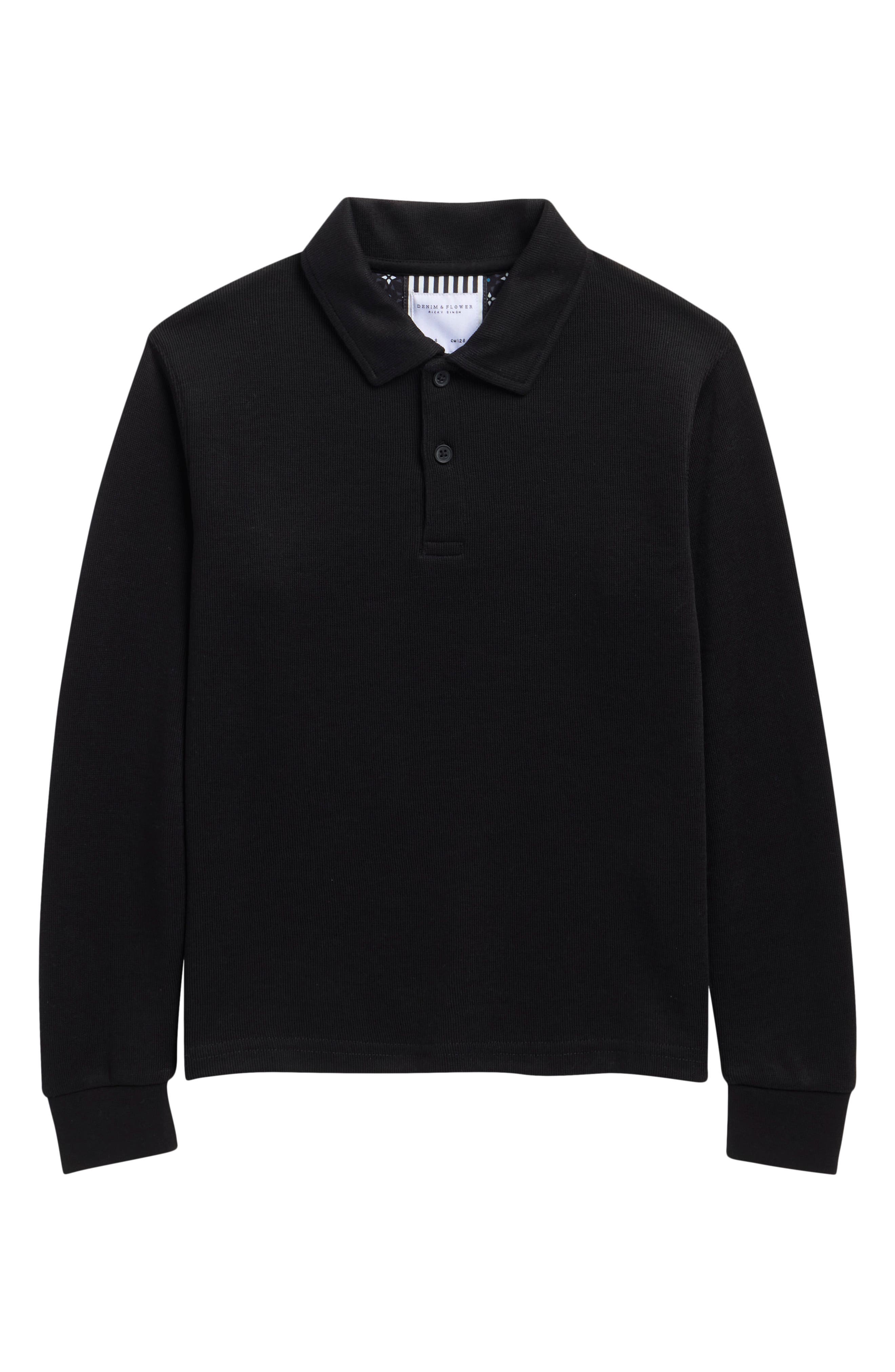 Kids' Textured Long Sleeve Polo