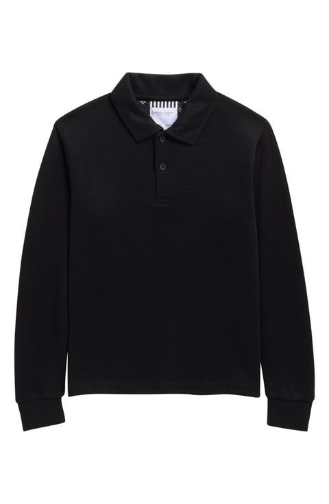 Kids' Textured Long Sleeve Polo