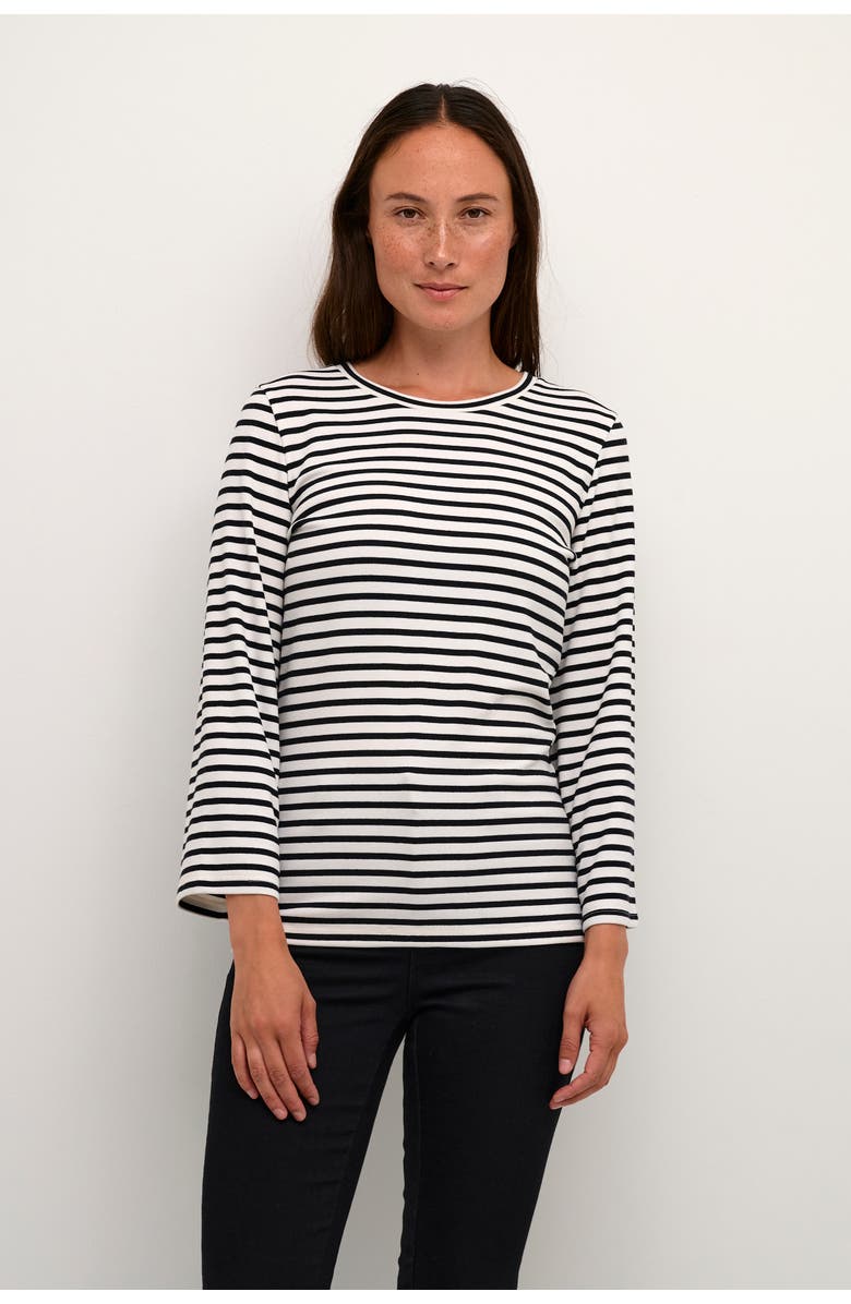 Kaffe Liddy Jersey Blouse, Main, color, Chalk/Black Stripe