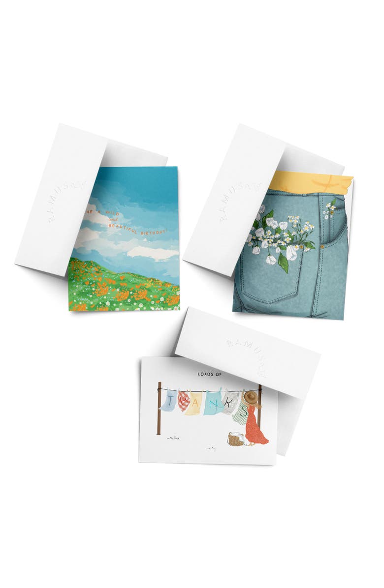 Ramus & Co Everyday Greeting Card Pack (3ct) "Pocket Flowers, Thanks, Wild Birthday", Main, color, Multi-Pack