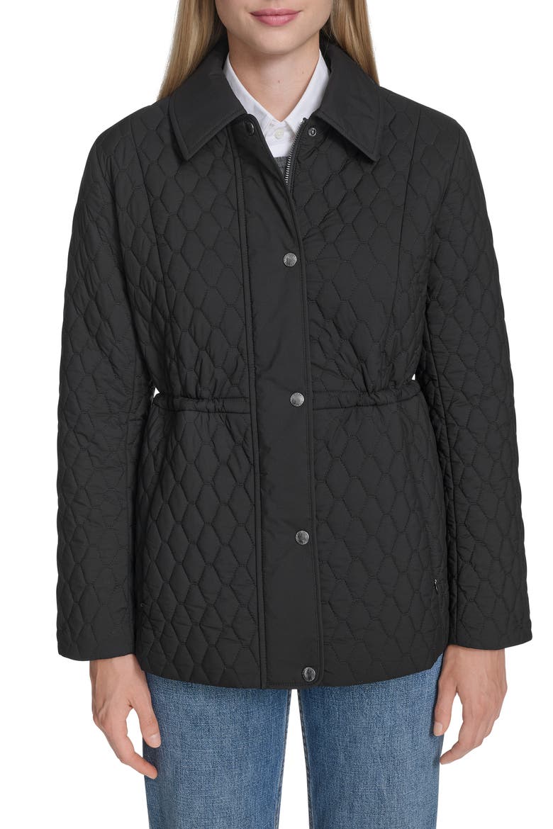 Honeycomb Quilted Jacket, Main, color, BLACK
