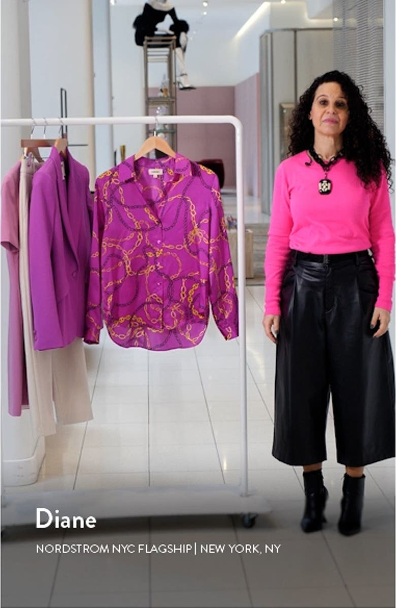 Tyler Chain Link Print Silk Blouse, sales video thumbnail