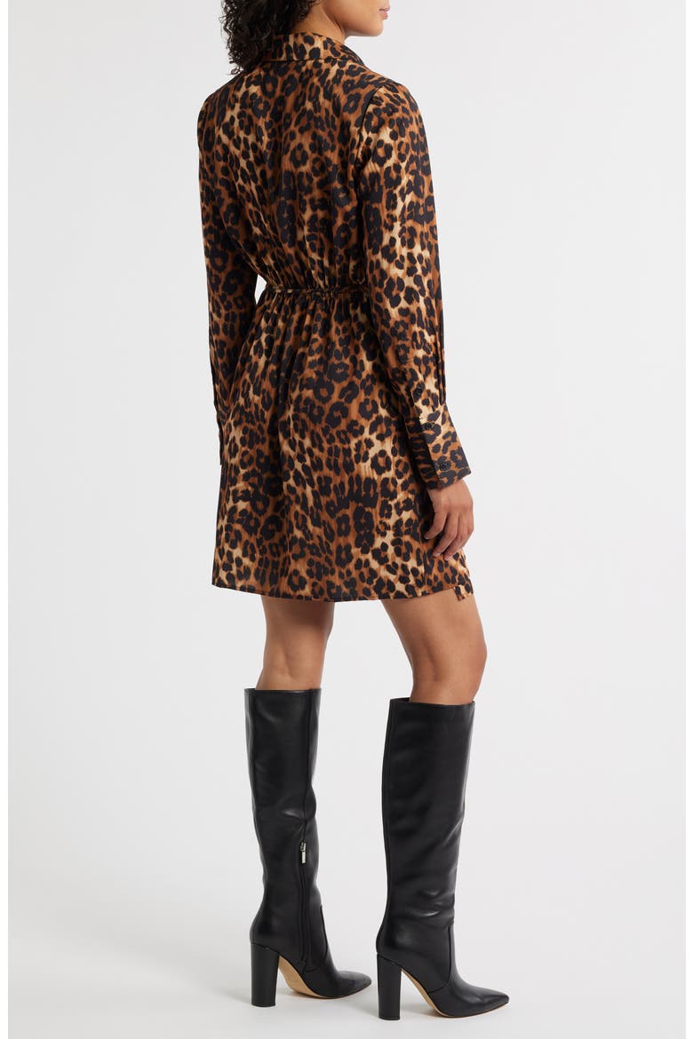 Leopard Print Long Sleeve Shirtdress, Alternate, color, BLACK/ BROWN MULTI