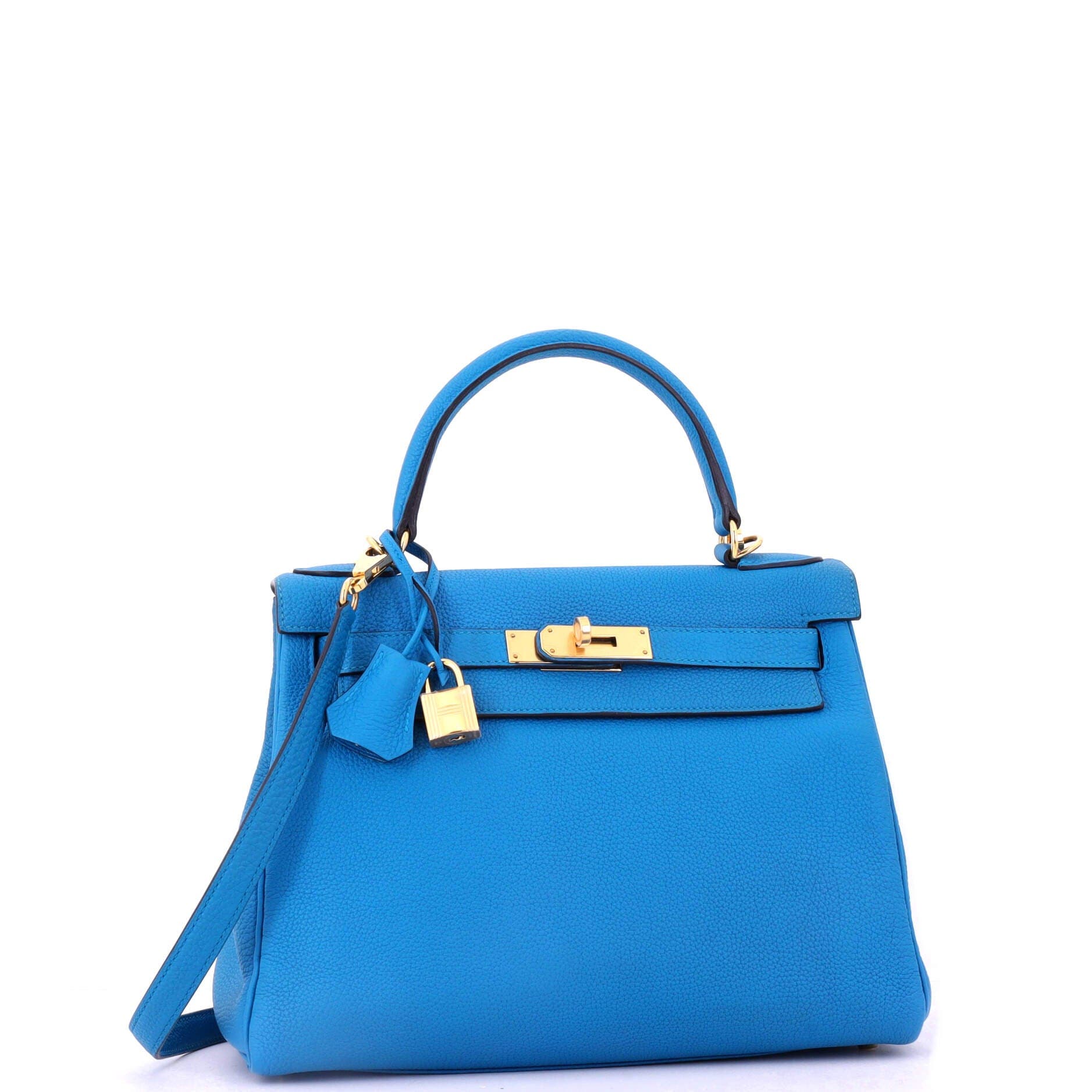 Pre-Owned Hermes Kelly Handbag Blue Togo with Gold Hardware 28, Alternate, color, 