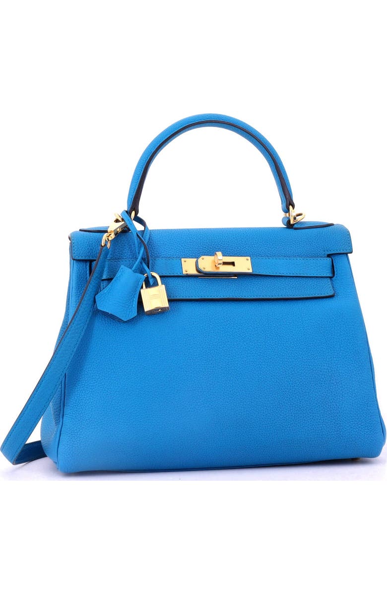Pre-Owned Hermes Kelly Handbag Blue Togo with Gold Hardware 28, Alternate, color,