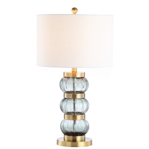 Jonathan Y Linna 27.5" Glass/metal Table Lamp, Smoked Gray/brass Gold In Smoked Gray/brass Gold