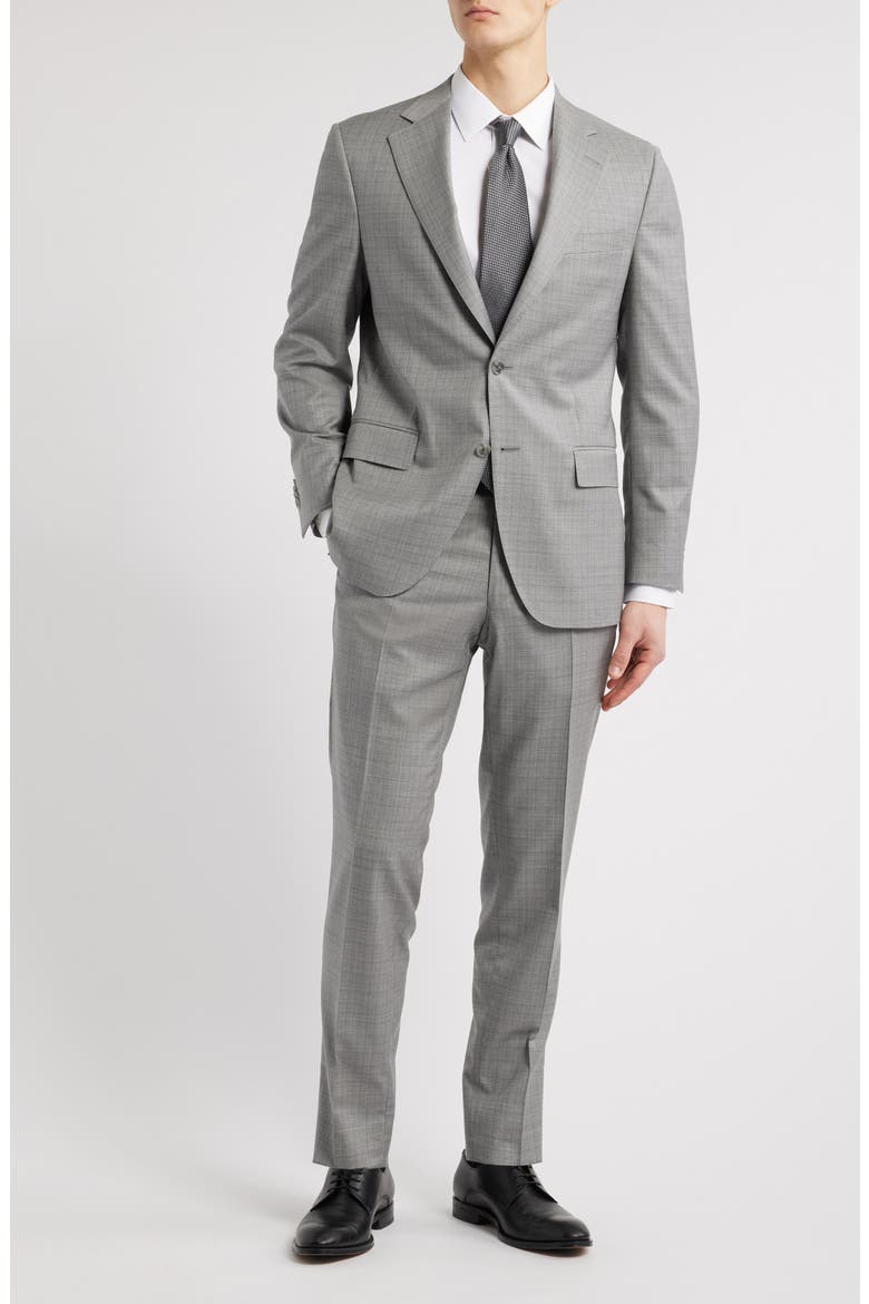 Hartford Classic Fit Grey Slub Check Wool Suit, Main, color, LIGHT GREY