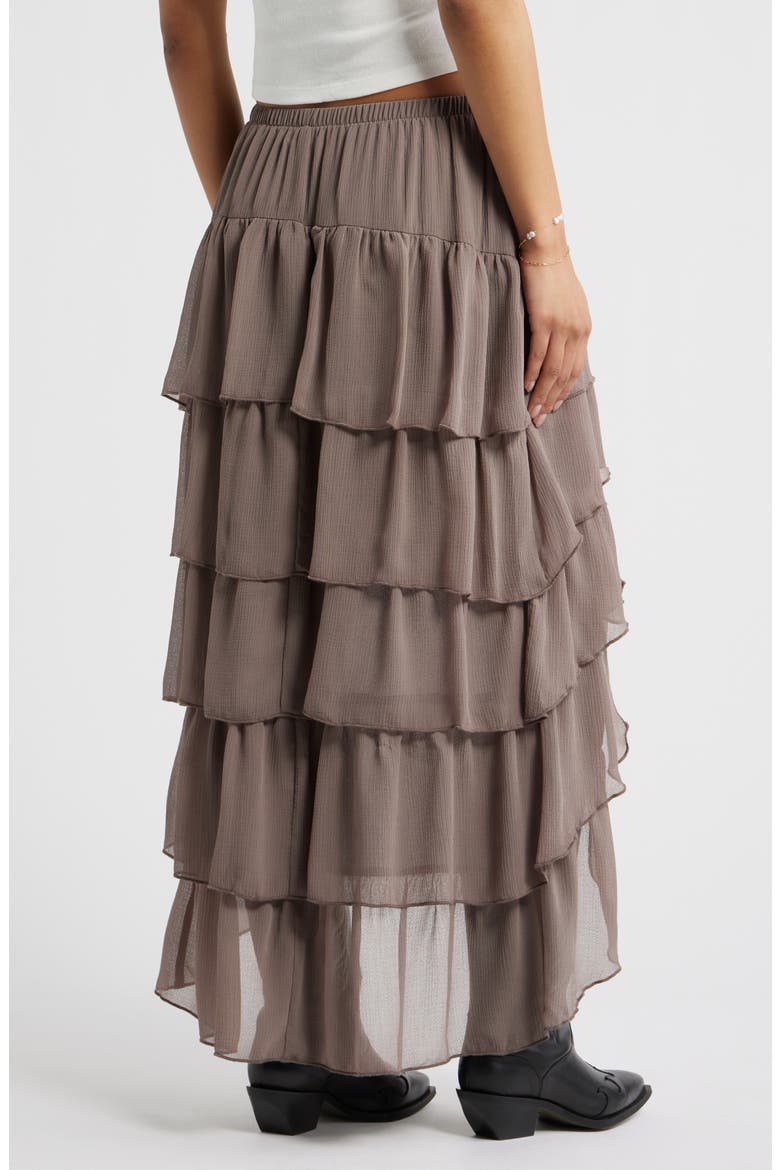 Tiered High-Low Maxi Skirt, Alternate, color, BROWN QUARTZ