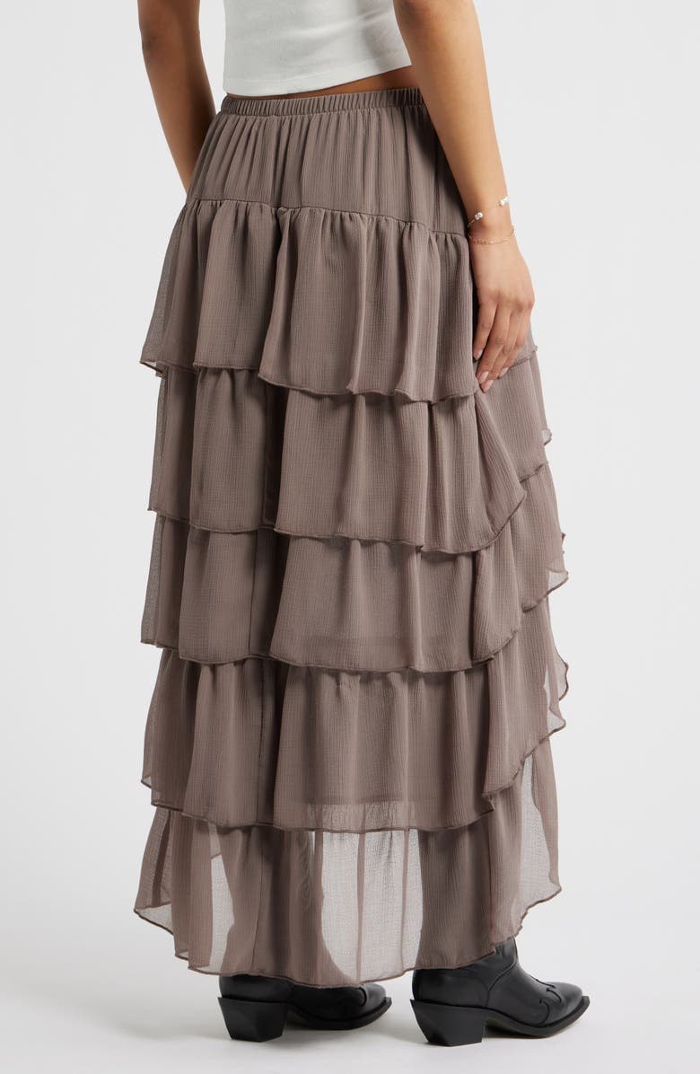 BP. Tiered High-Low Maxi Skirt, Alternate, color, Brown Quartz