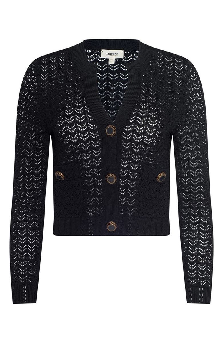 L'AGENCE Orla Stripe Pointelle Cardigan, Alternate, color,