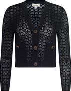 L'AGENCE Orla Stripe Pointelle Cardigan