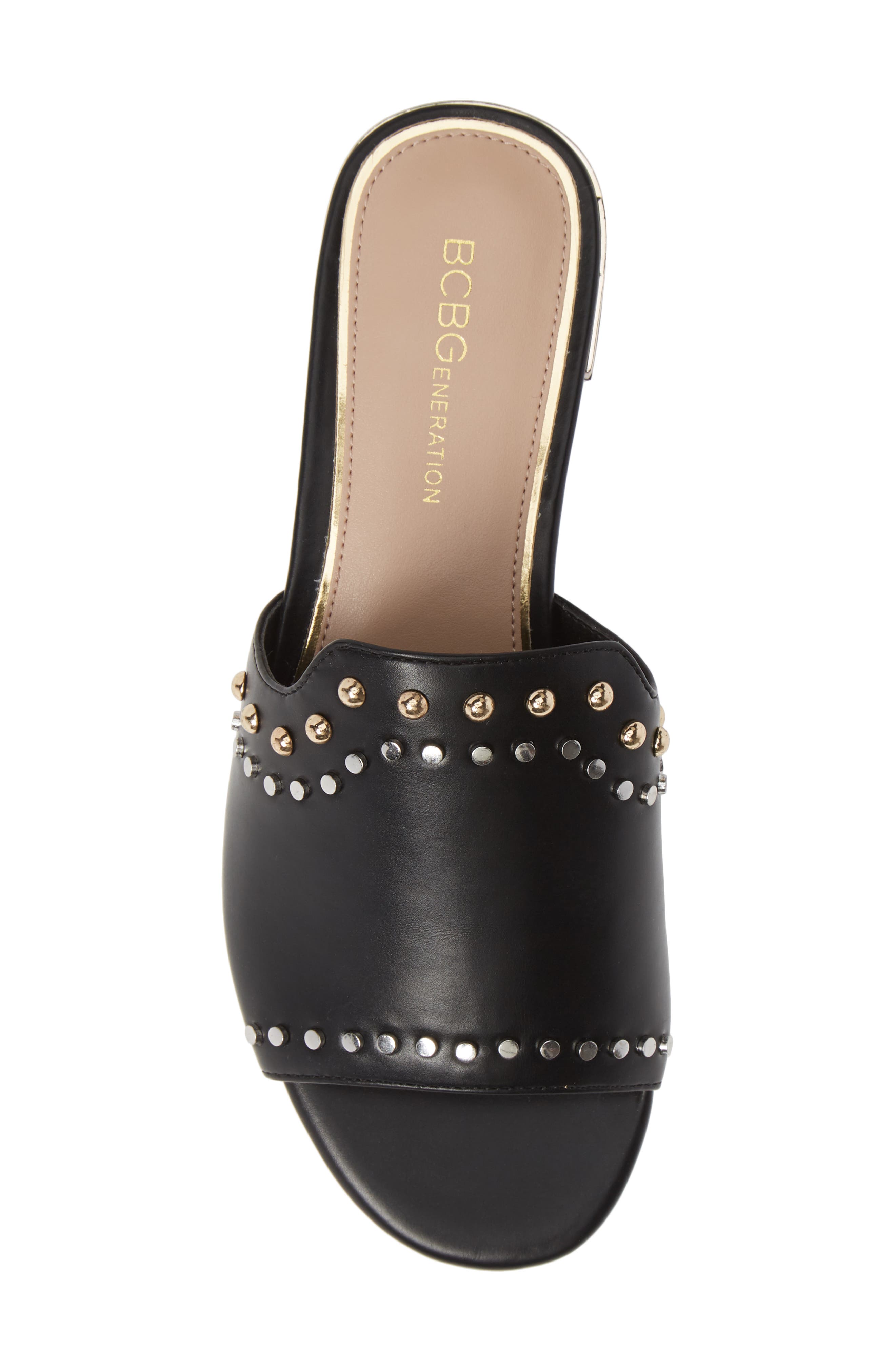 Devin Studded Slide Sandal, Alternate, color, BLACK FABRIC