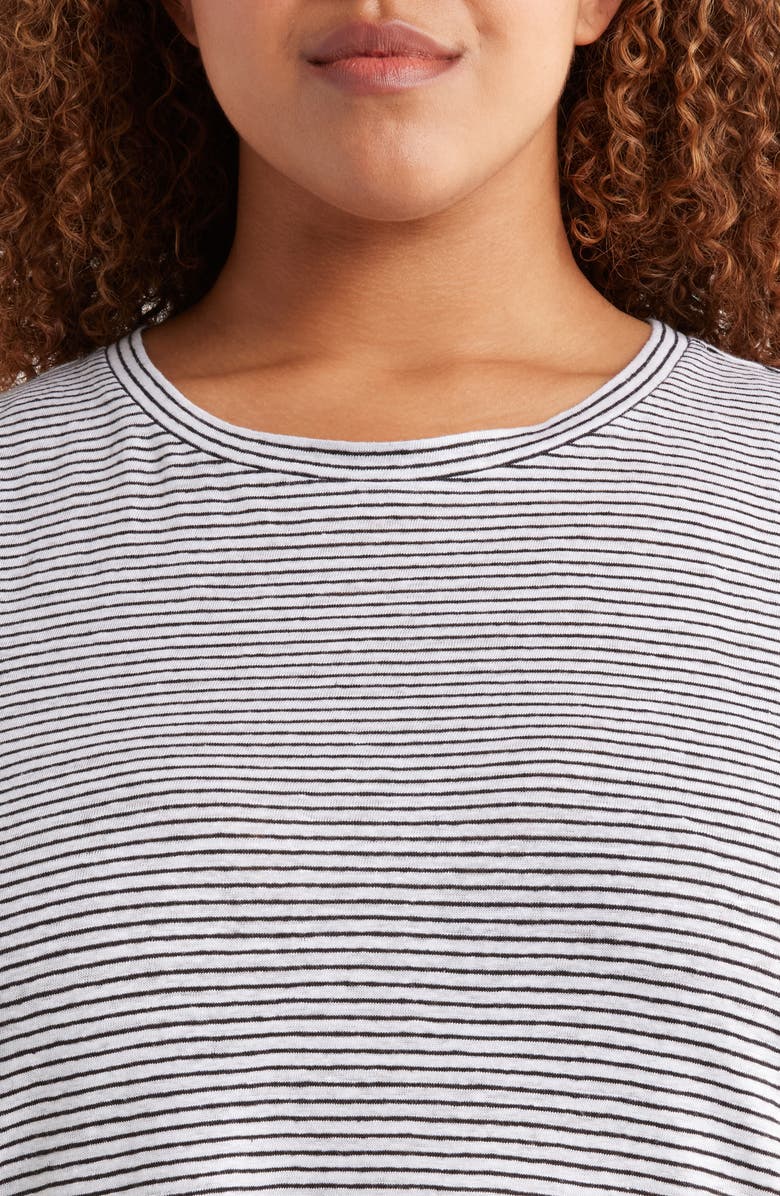 Eileen Fisher Stripe Crewneck Organic Linen Tank, Alternate, color, White/ Black