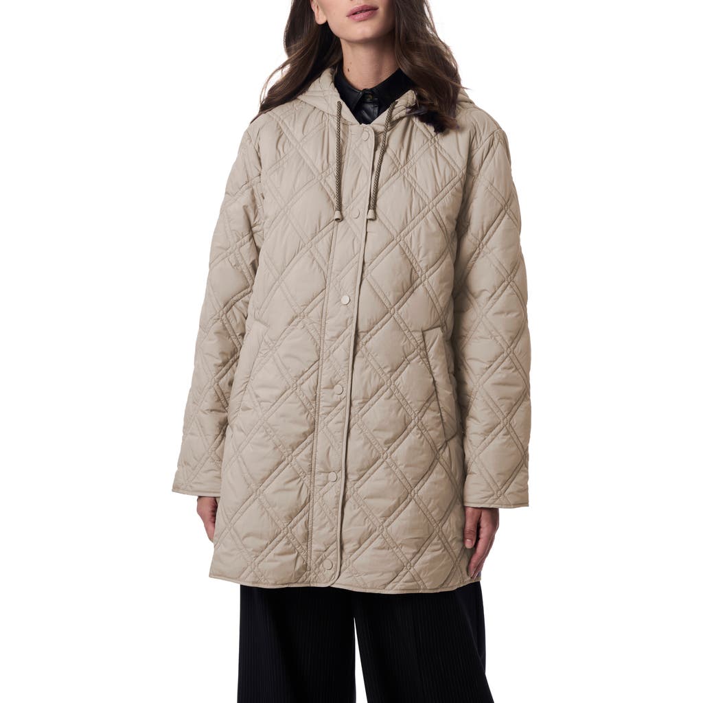 Bernardo Hooded Quilted Liner Jacket In Light Beige