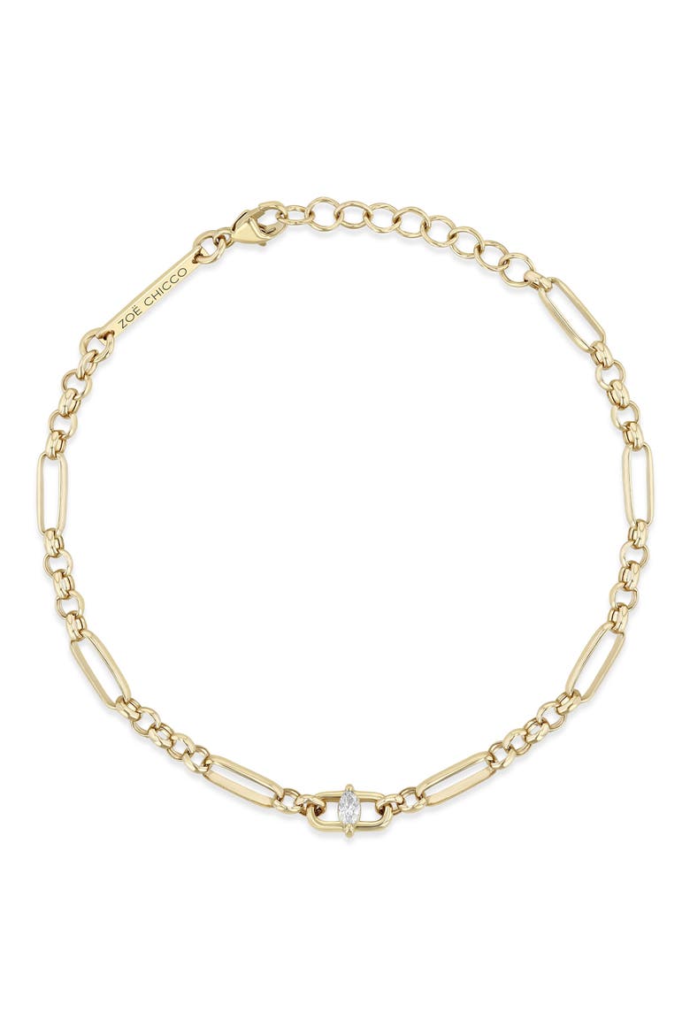 14K Gold Medium Paper Clip Rolo Bracelet, Main, color, 14K YELLOW GOLD