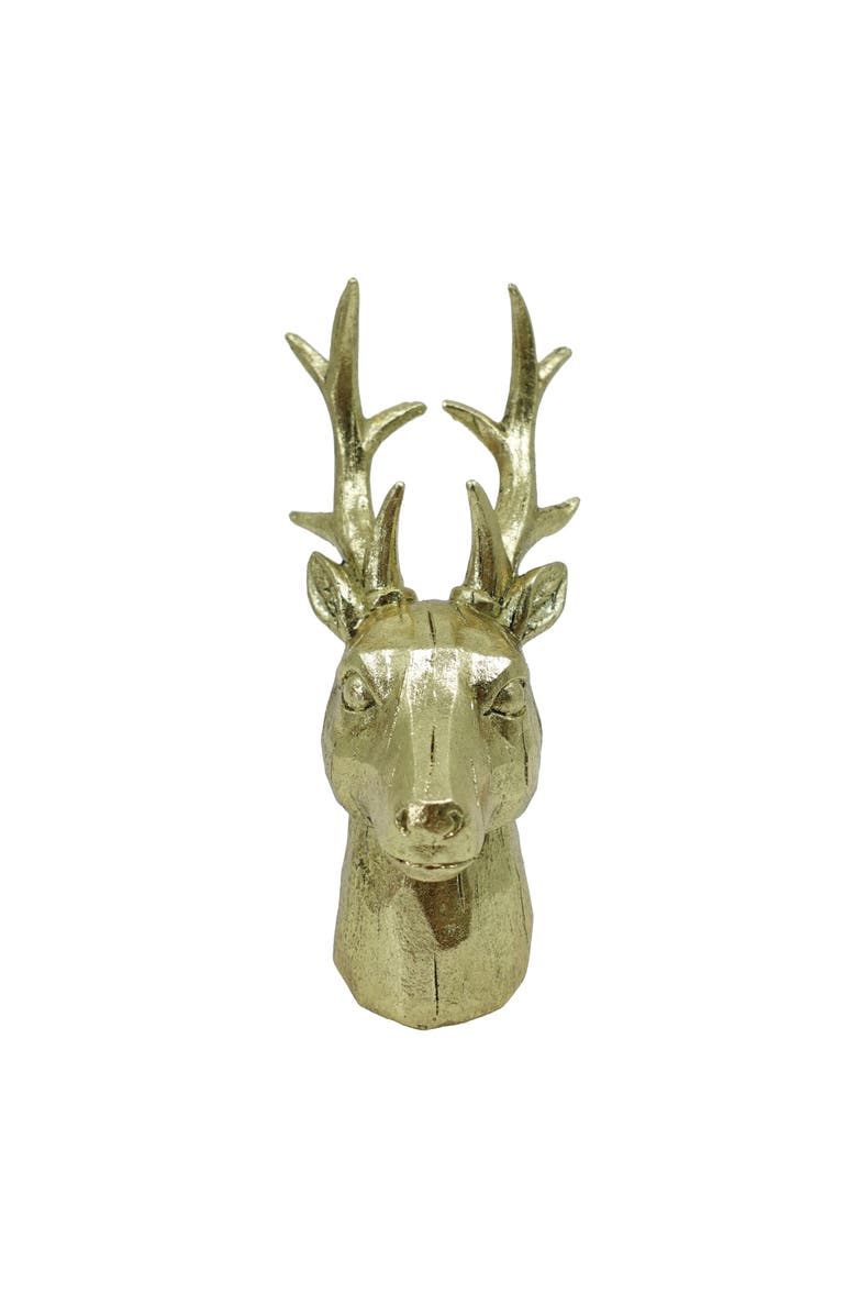 Transpac Golden Reindeer Head Decor Resin Figurine for Christmas, Main, color, 