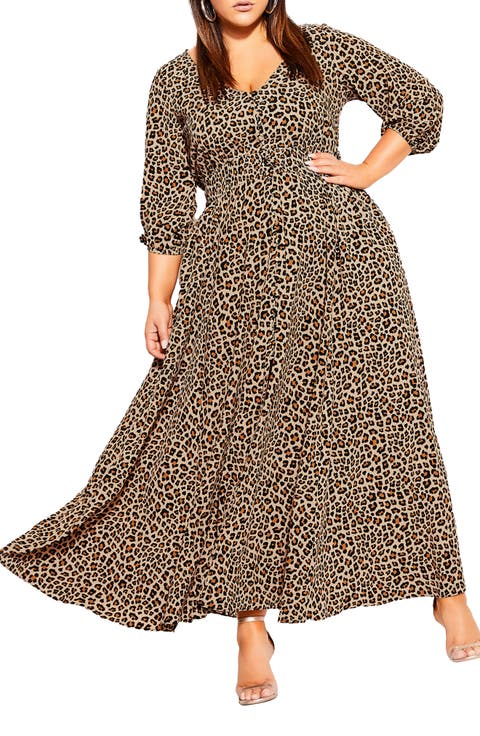 Animal Print Maxi Dress (Plus)