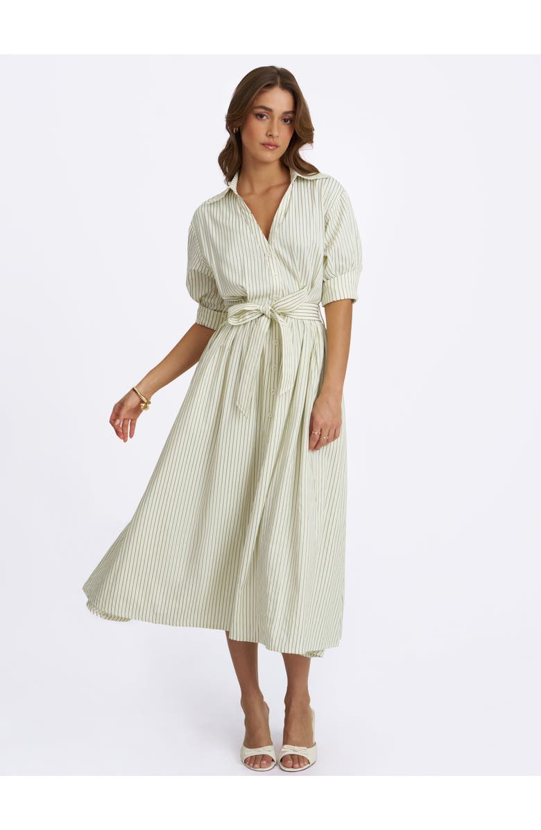 Miss Circle Danica Poplin Striped Shirt Midi Dress, Alternate, color, Green
