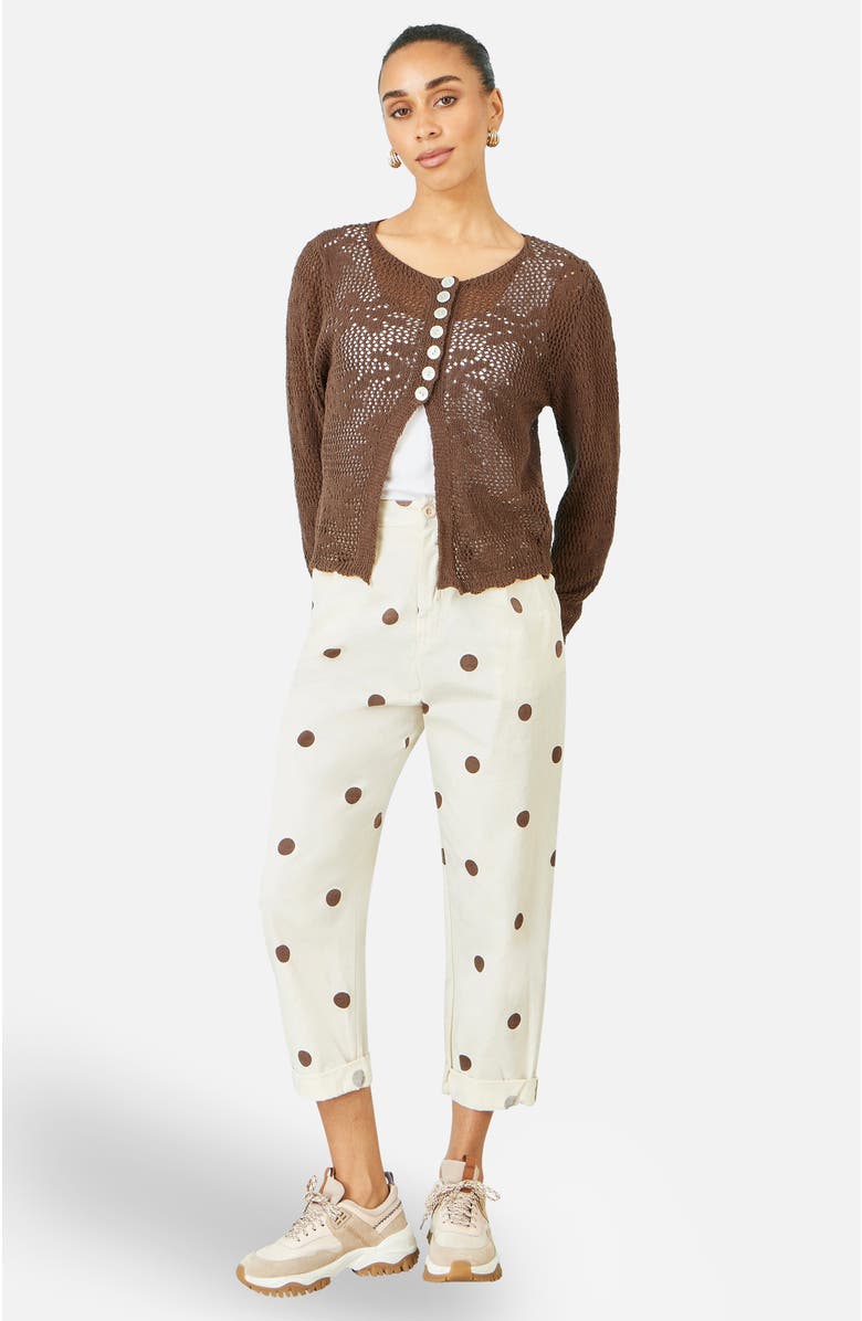 Yumi Spot Print Cotton Canvas Chinos, Alternate, color, Ivory