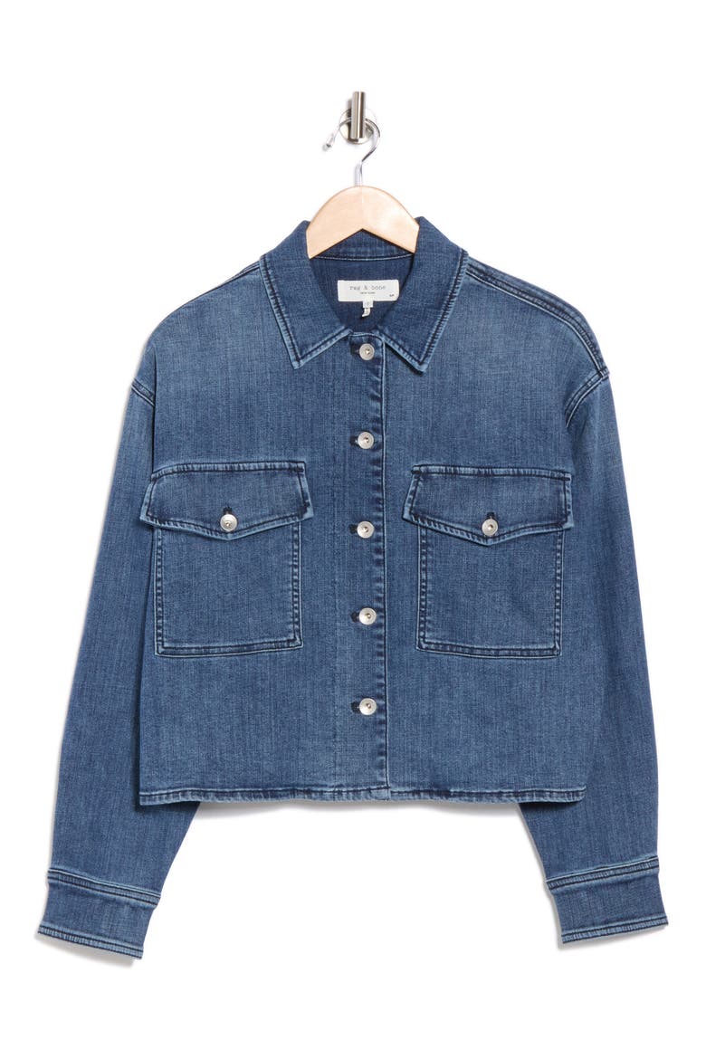 Jayde Crop Denim Shirt Jacket, Alternate, color, MEDIUMWASH