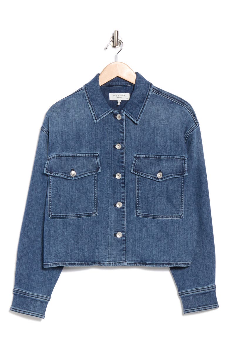 rag & bone Jayde Crop Denim Shirt Jacket, Alternate, color, Mediumwash
