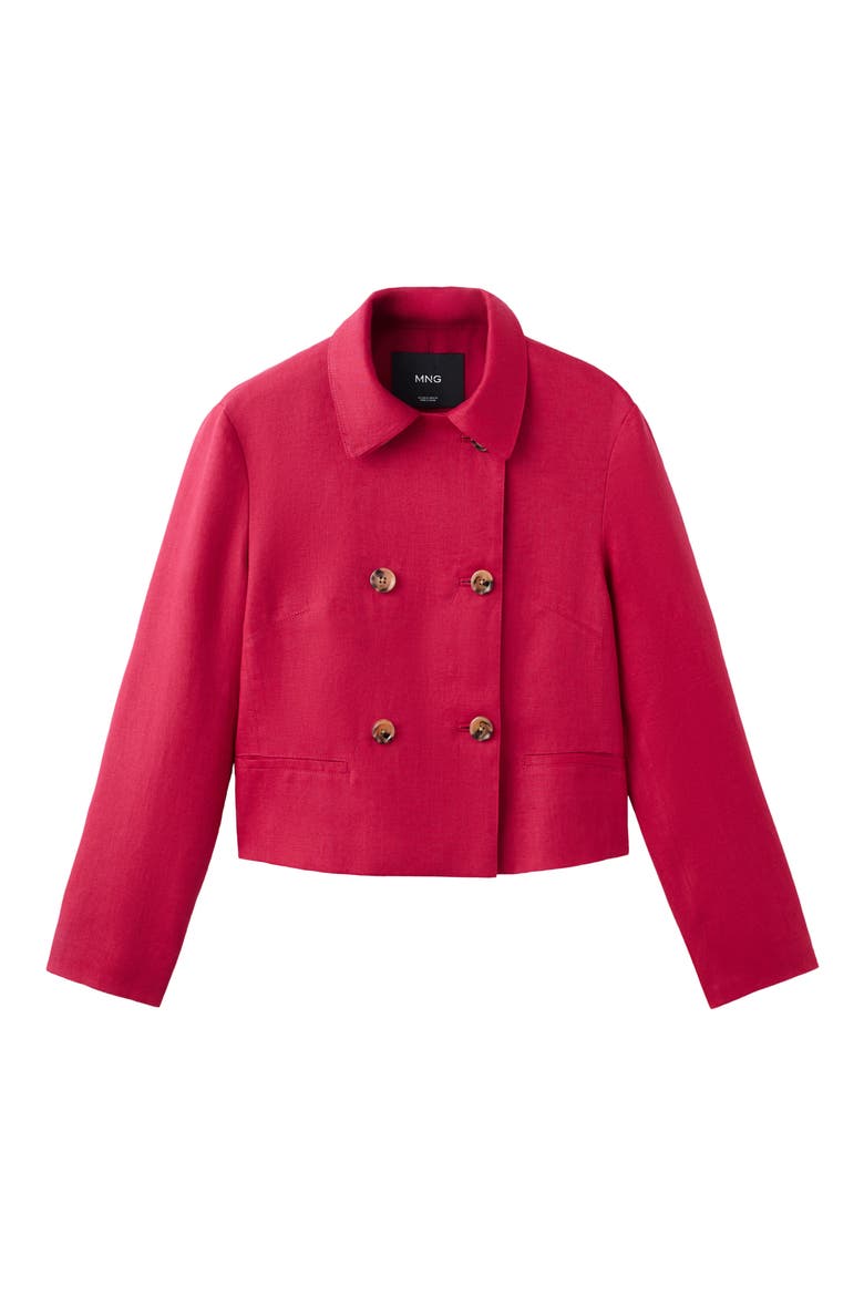 Double Breasted Linen Jacket, Alternate, color, RED