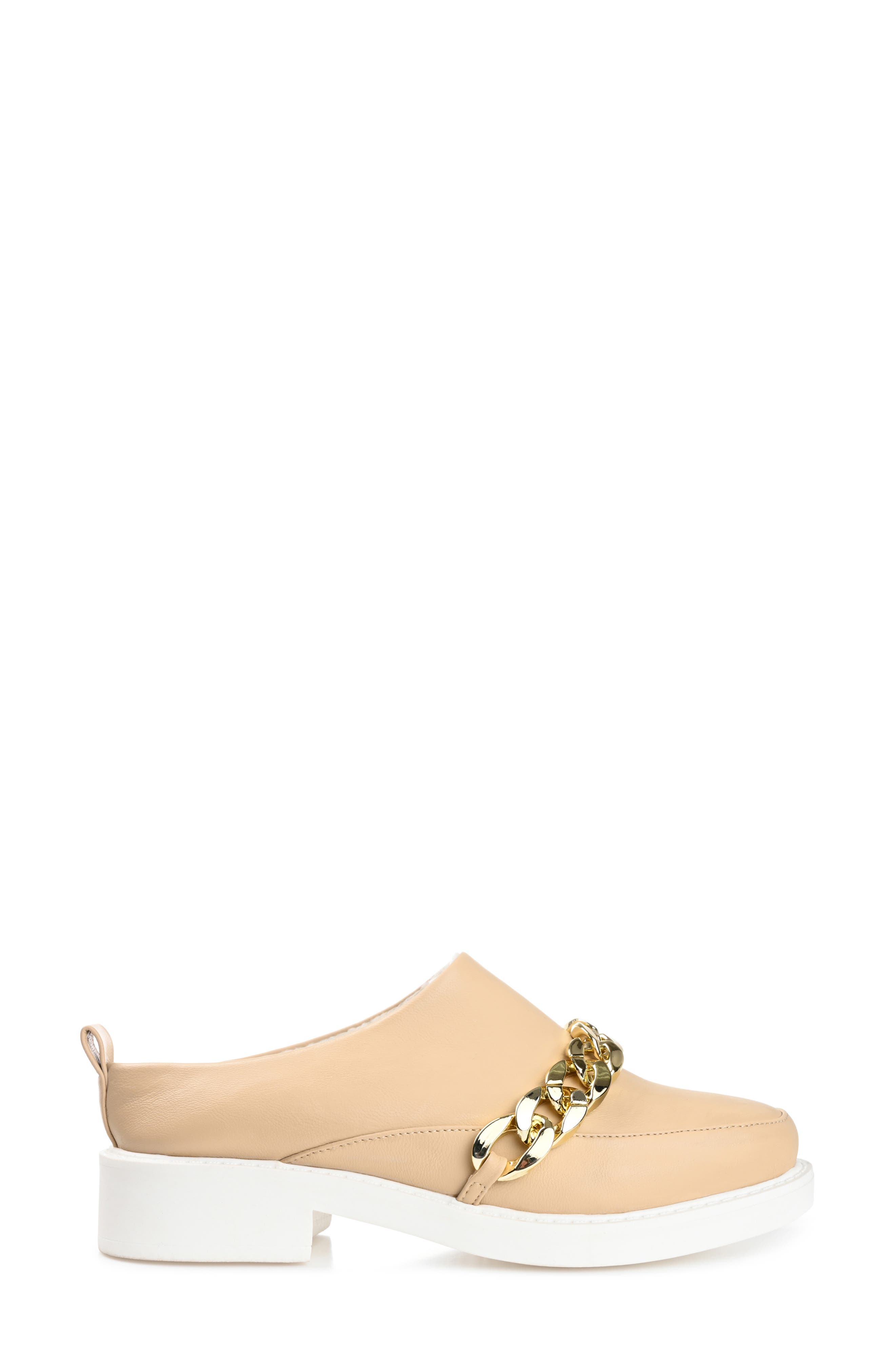Sheah Chain Strap Faux Fur Lined Mule, Alternate, color, TAN