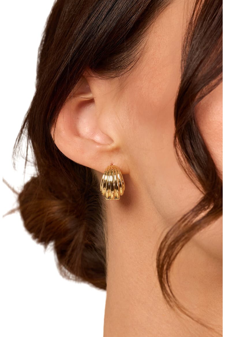 Dolce Sole Ribbed Dome Huggie Hoop Earrings, Alternate, color, GOLD