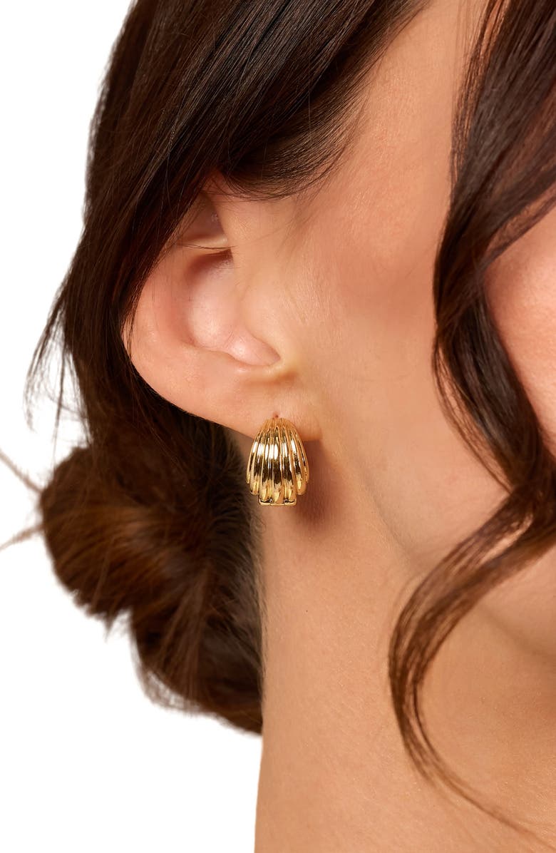 ATHRA LUXE Dolce Sole Ribbed Dome Huggie Hoop Earrings, Alternate, color, 