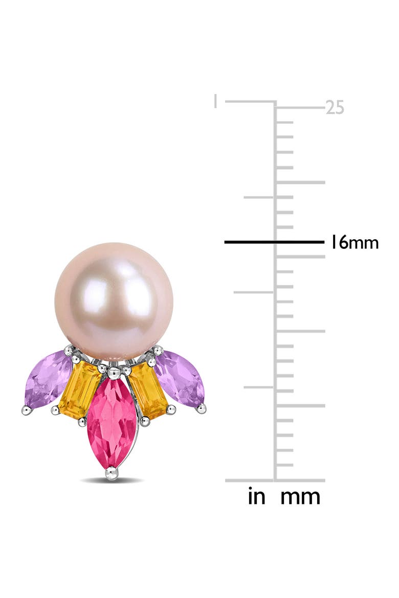 Pink Freshwater Pearl & Mixed Stone Stud Earrings, Alternate, color, SILVER