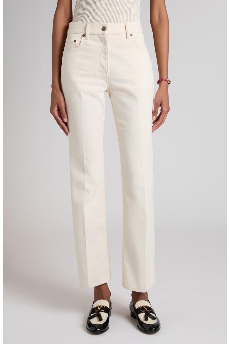 Nonstretch Denim Flare Leg Ankle Jeans, Main, color, IVORY
