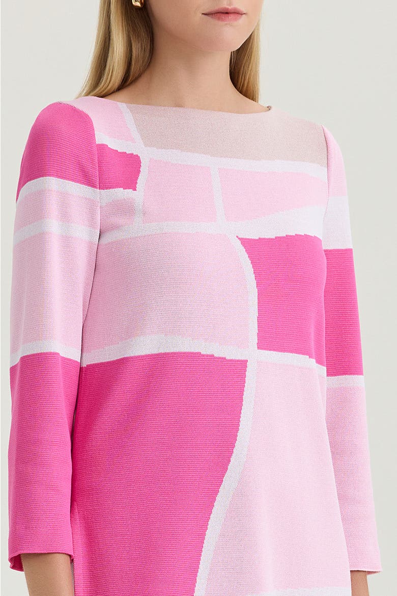 Colorblock Jacquard Soft Knit Tunic, Alternate, color, Carmine Rose/Pink