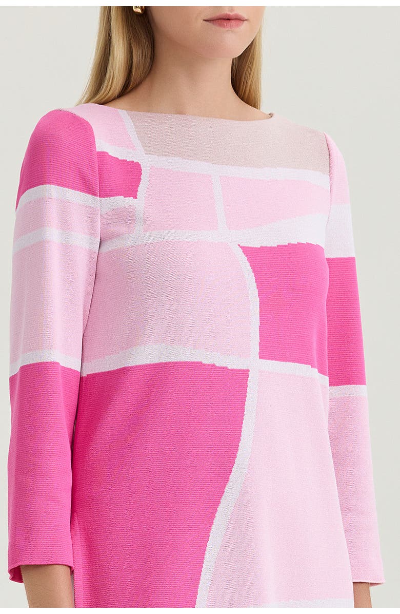 Ming Wang Colorblock Jacquard Soft Knit Tunic, Alternate, color, Carmine Rose/Pink