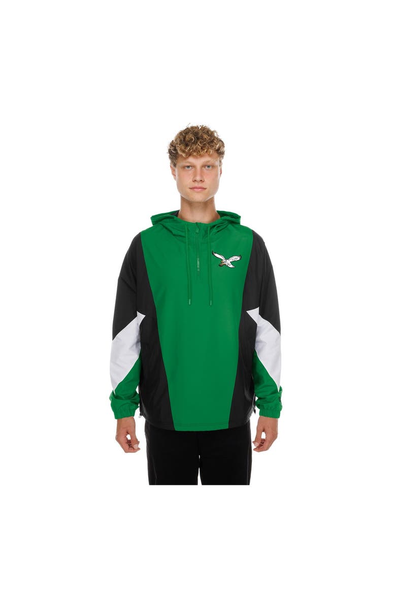 Men's New Era  Kelly Green Philadelphia Eagles Quarter-Zip Windbreaker Jacket, Main, color, Kelly Green