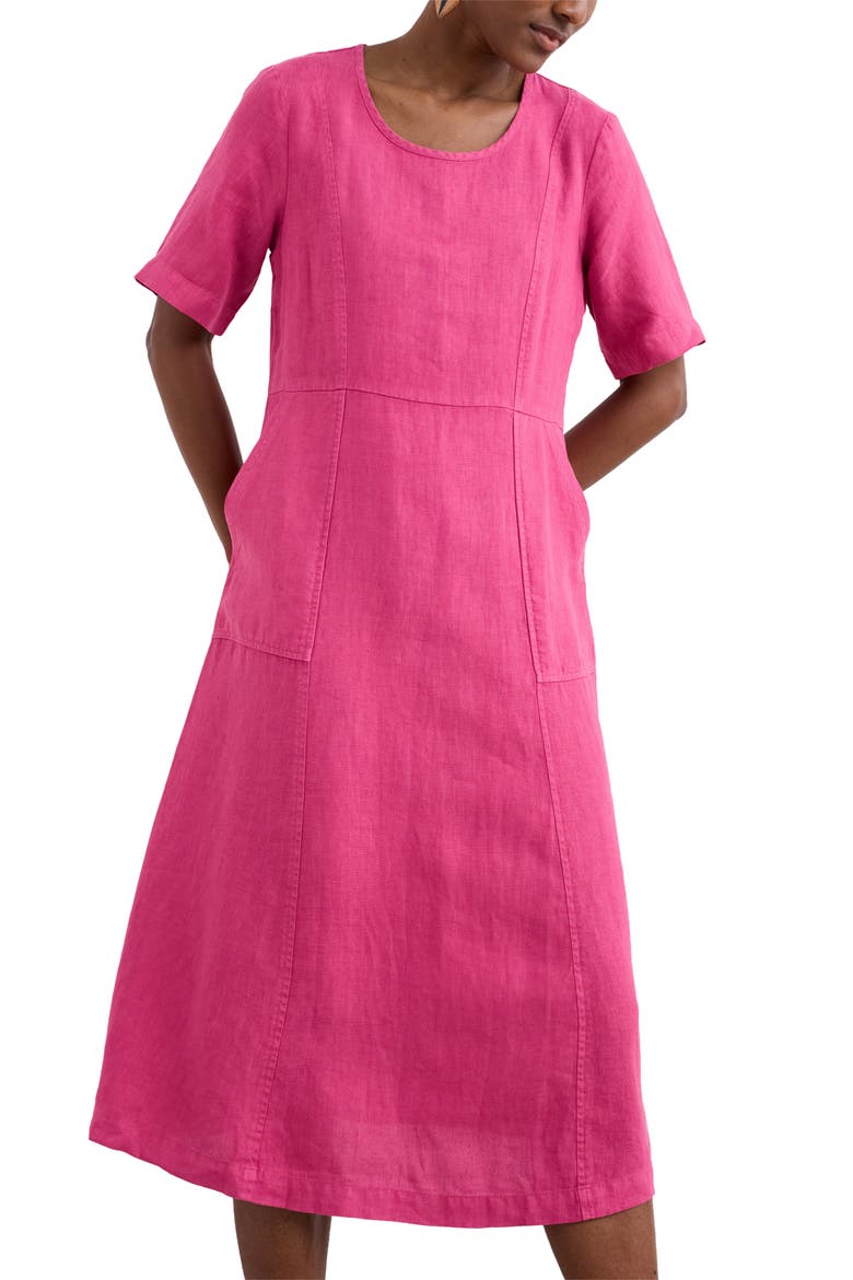 Grass Wave Linen Midi Dress, Main, color, TULIP