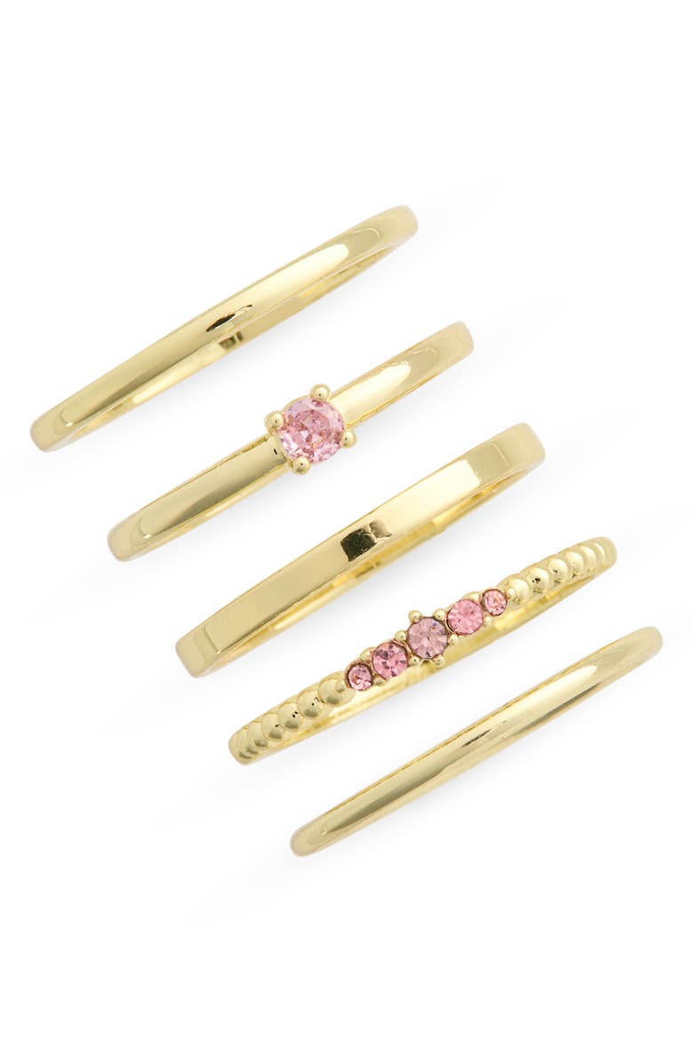 Covet Set of 5 Stackable Rings, Main, color, Pink/Gold