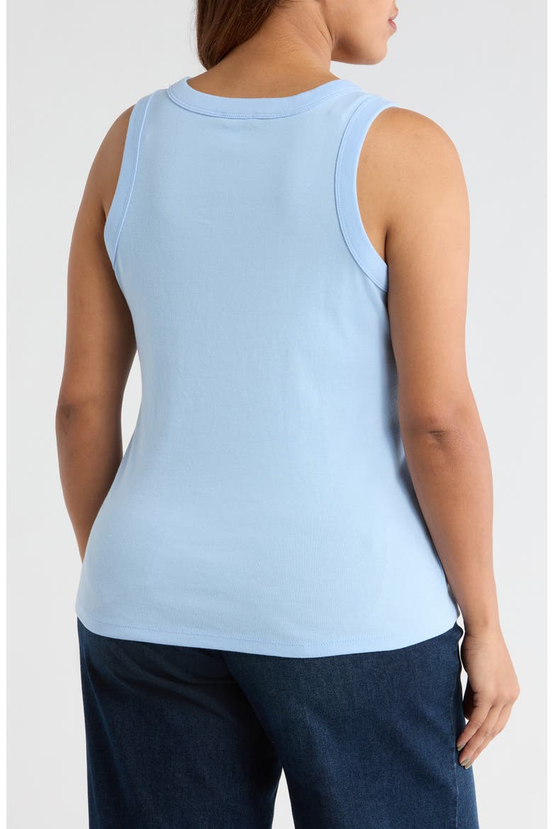 Scoop Neck Rib Cotton Tank, Alternate, color, BLUE WINDSURFER