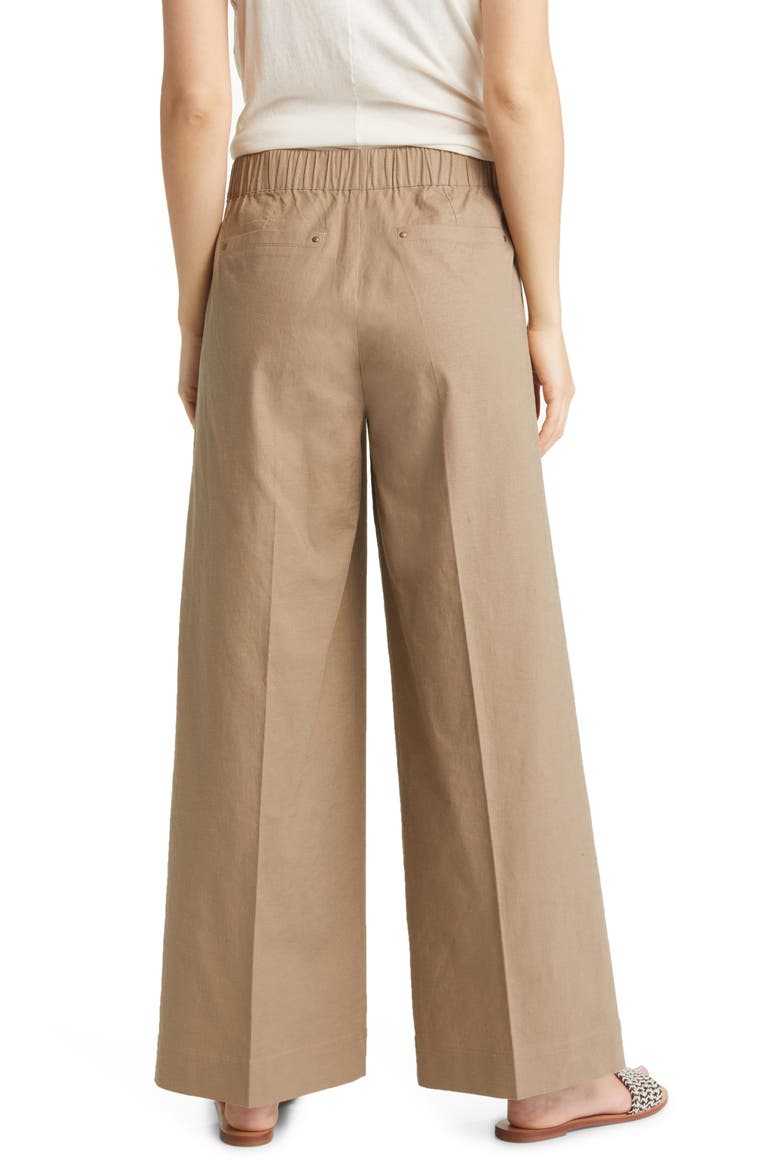 Patch Pocket High Waist Wide Leg Linen Blend Pants (Nordstrom Exclusive), Alternate, color, PORTOBELLO