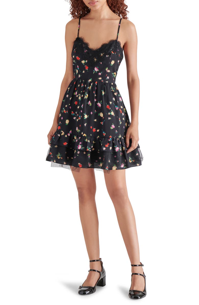Steve Madden Yasmina Floral Print Georgette Fit & Flare Dress, Main, color, 