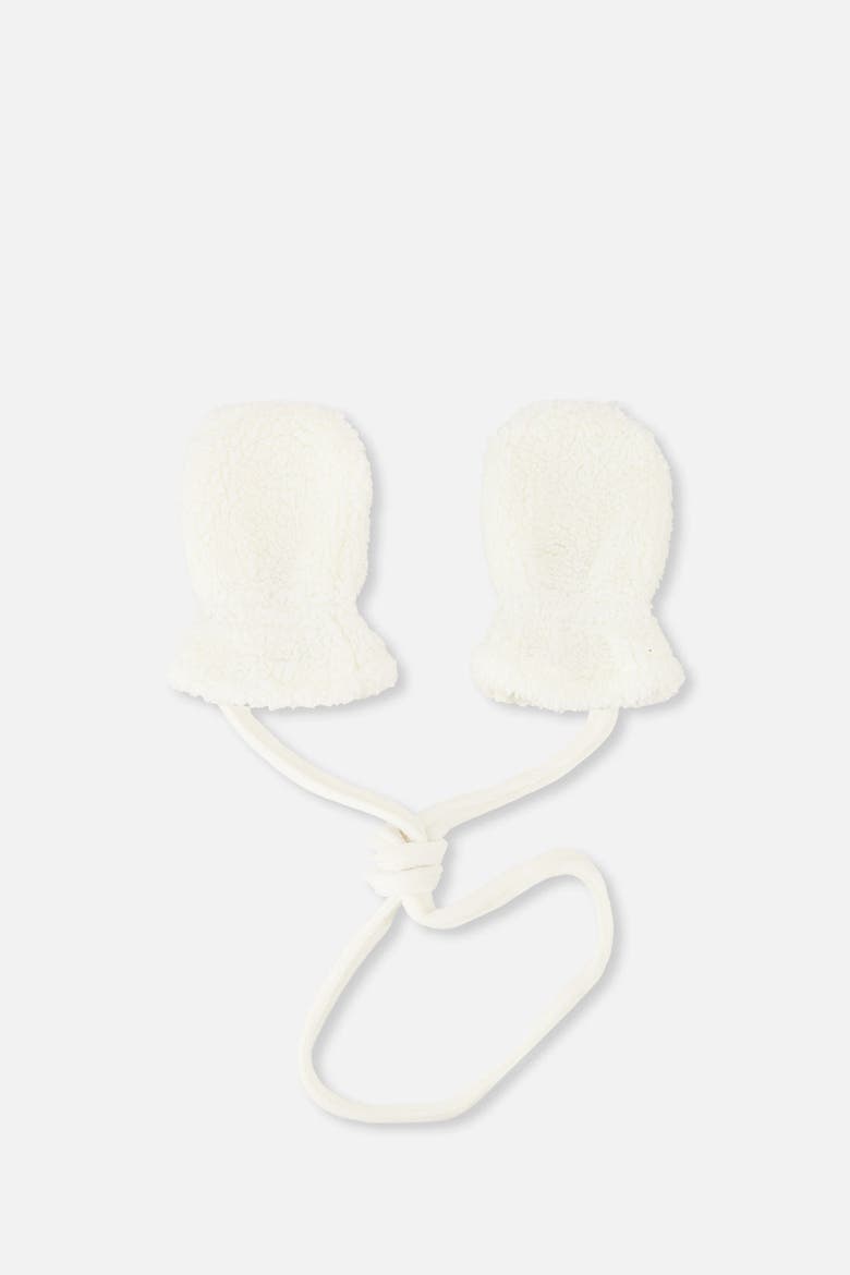 Plush Fleece Soft Lined Attached String Mittens, Alternate, color, Off-White