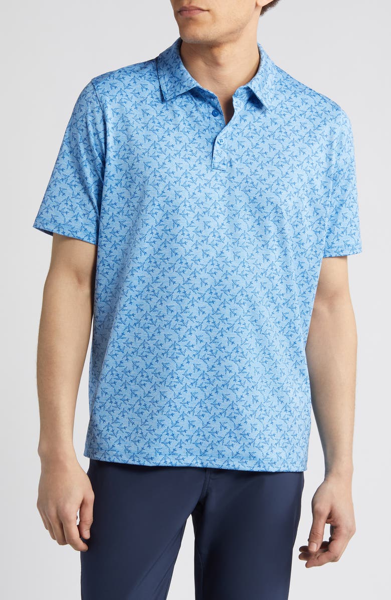 Johnston & Murphy XC4<sup>®</sup> Airplane Print Performance Polo, Main, color, Blue