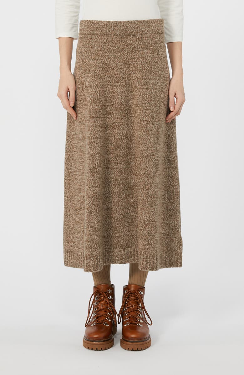 Weekend Max Mara Barnaba Mélange Wool Sweater Skirt, Main, color, Hazelnut Brown