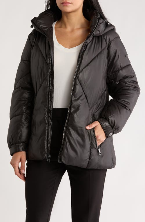 Bcbgeneration Missy Belted Puffer Coat In Black