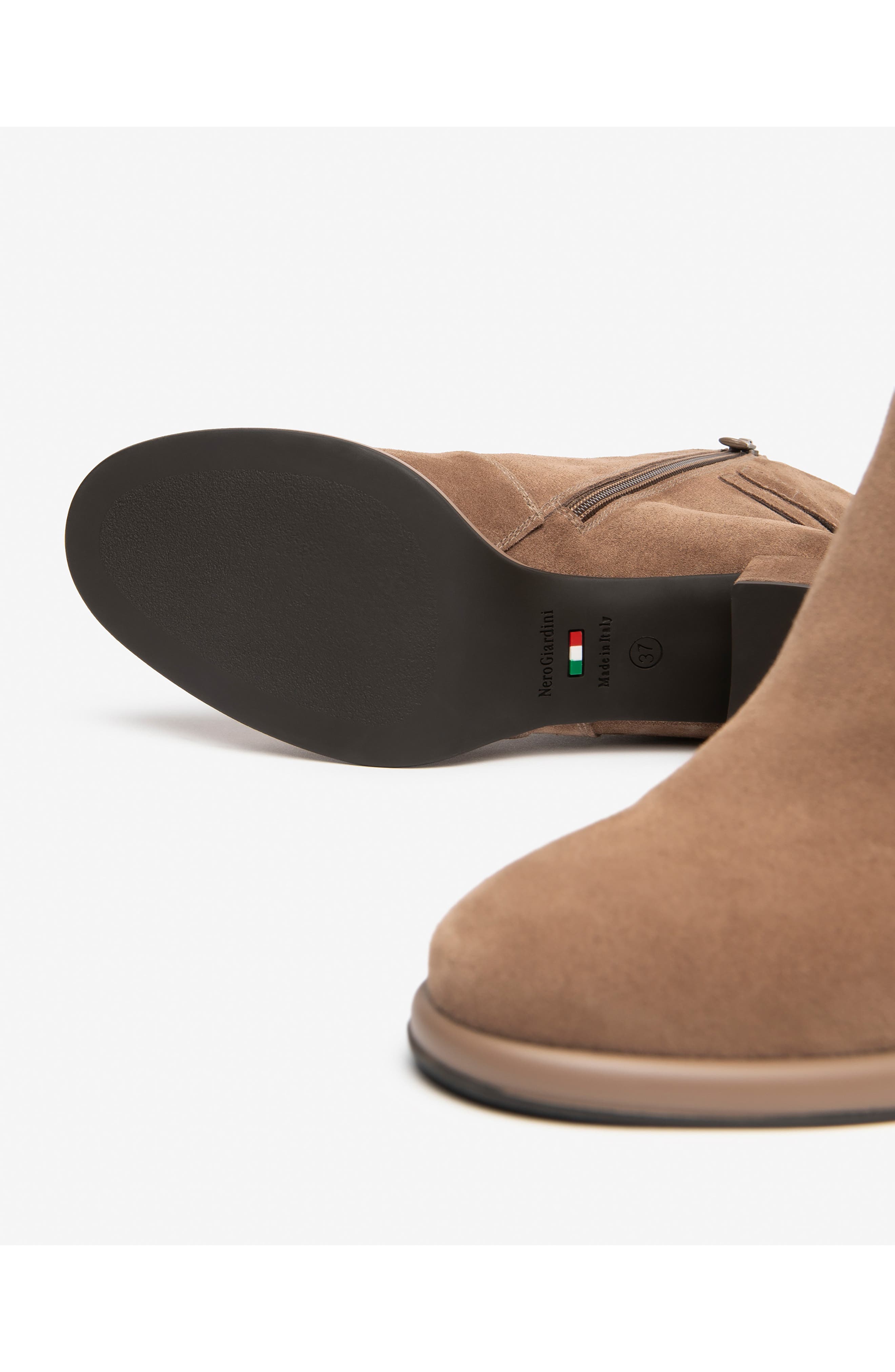 Leather Block Heel Chelsea Bootie, Alternate, color, MOCHA