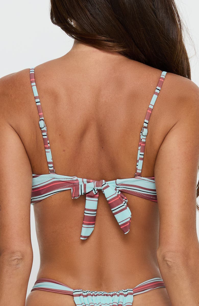 Princess Polly Amplitude Stripe Bikini Top, Alternate, color, Blue / Brown Stripe